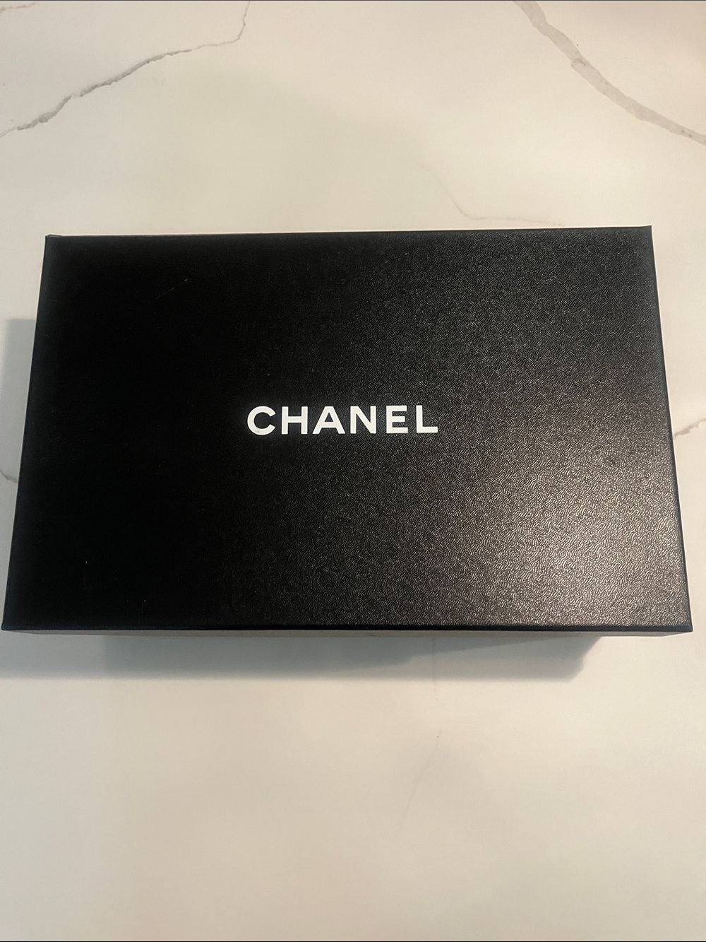 CHANEL Black Box with White Logo 13.5"x8.5"x5" w/cards